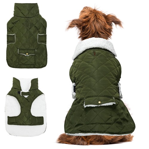 Dog winter coat - green, large
